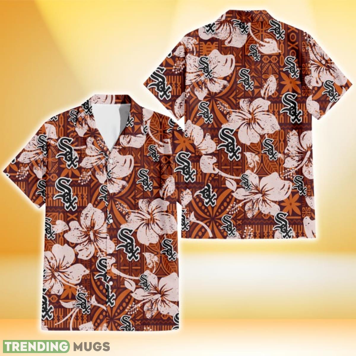 Chicago White Sox Bisque Hibiscus Brown Pattern 3D Hawaiian Shirt Gift For Fans Product Photo 1 Chicago White Sox Bisque Hibiscus Brown Pattern 3D Hawaiian Shirt Gift For Fans Product Photo 1
