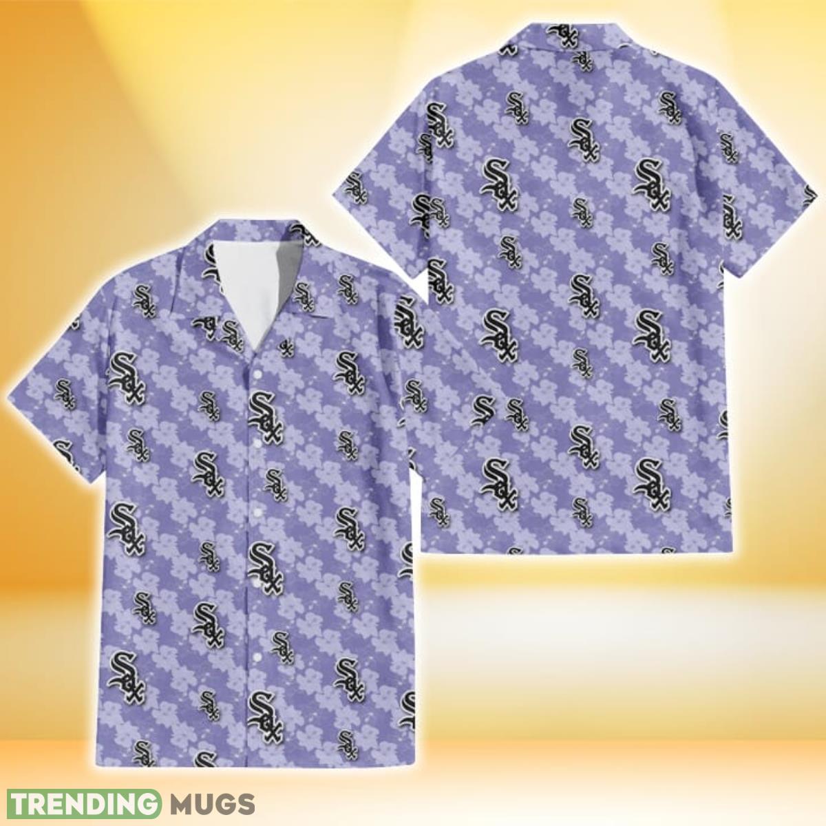 Chicago White Sox Light Purple Hibiscus Pattern Stripe Powder Purple 3D Hawaiian Shirt Gift For Fans Product Photo 1