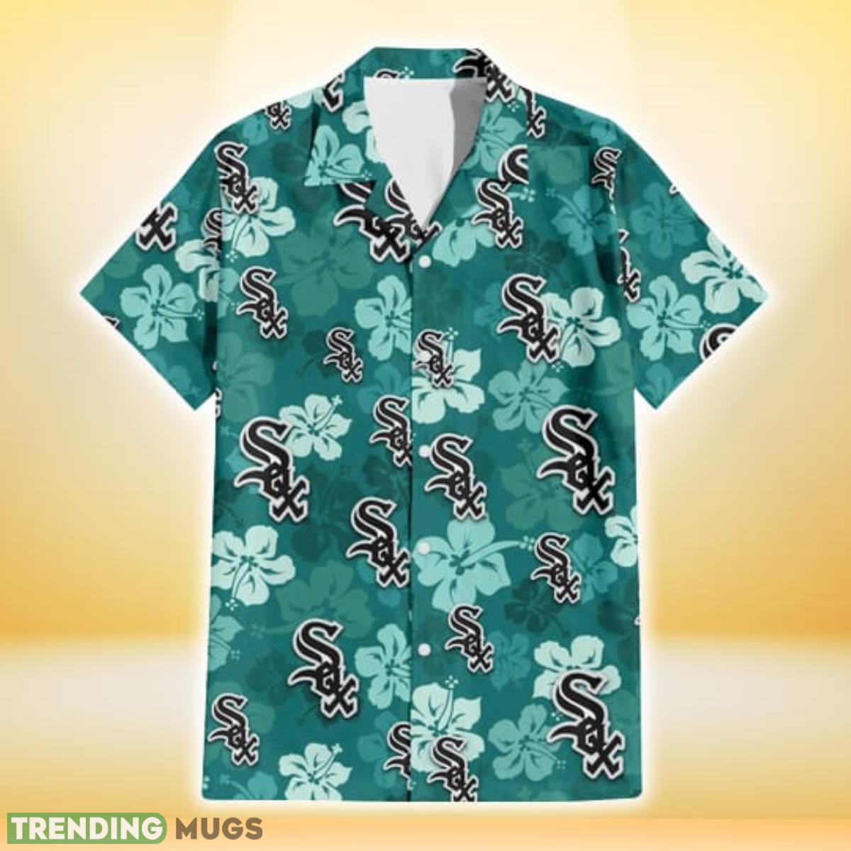 Chicago White Sox Light Sea Green Hibiscus Green Background 3D Hawaiian Shirt Gift For Fans Hawaiian Shirt Chicago White Sox Light Sea Green Hibiscus Green Background 3D Hawaiian Shirt Gift For Fans Hawaiian Shirt
