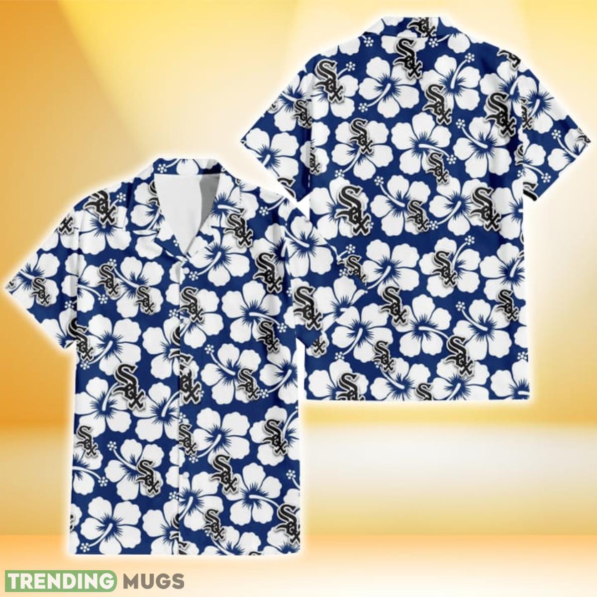 Chicago White Sox Modern White Hibiscus Navy Background 3D Hawaiian Shirt Gift For Fans Product Photo 1