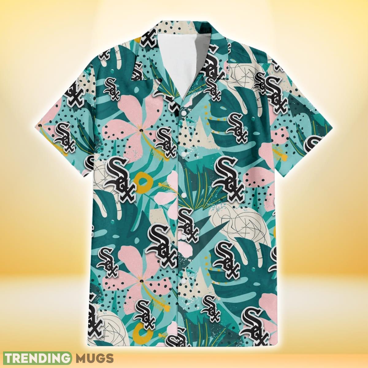 Chicago White Sox Pastel Hibiscus Palm Leaf Tiny Dot Green Background 3D Hawaiian Shirt Gift For Fans Hawaiian Shirt Chicago White Sox Pastel Hibiscus Palm Leaf Tiny Dot Green Background 3D Hawaiian Shirt Gift For Fans Hawaiian Shirt