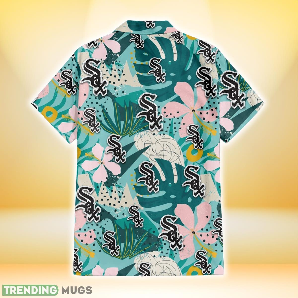 Chicago White Sox Pastel Hibiscus Palm Leaf Tiny Dot Green Background 3D Hawaiian Shirt Gift For Fans Hawaiian Shirt Chicago White Sox Pastel Hibiscus Palm Leaf Tiny Dot Green Background 3D Hawaiian Shirt Gift For Fans Hawaiian Shirt