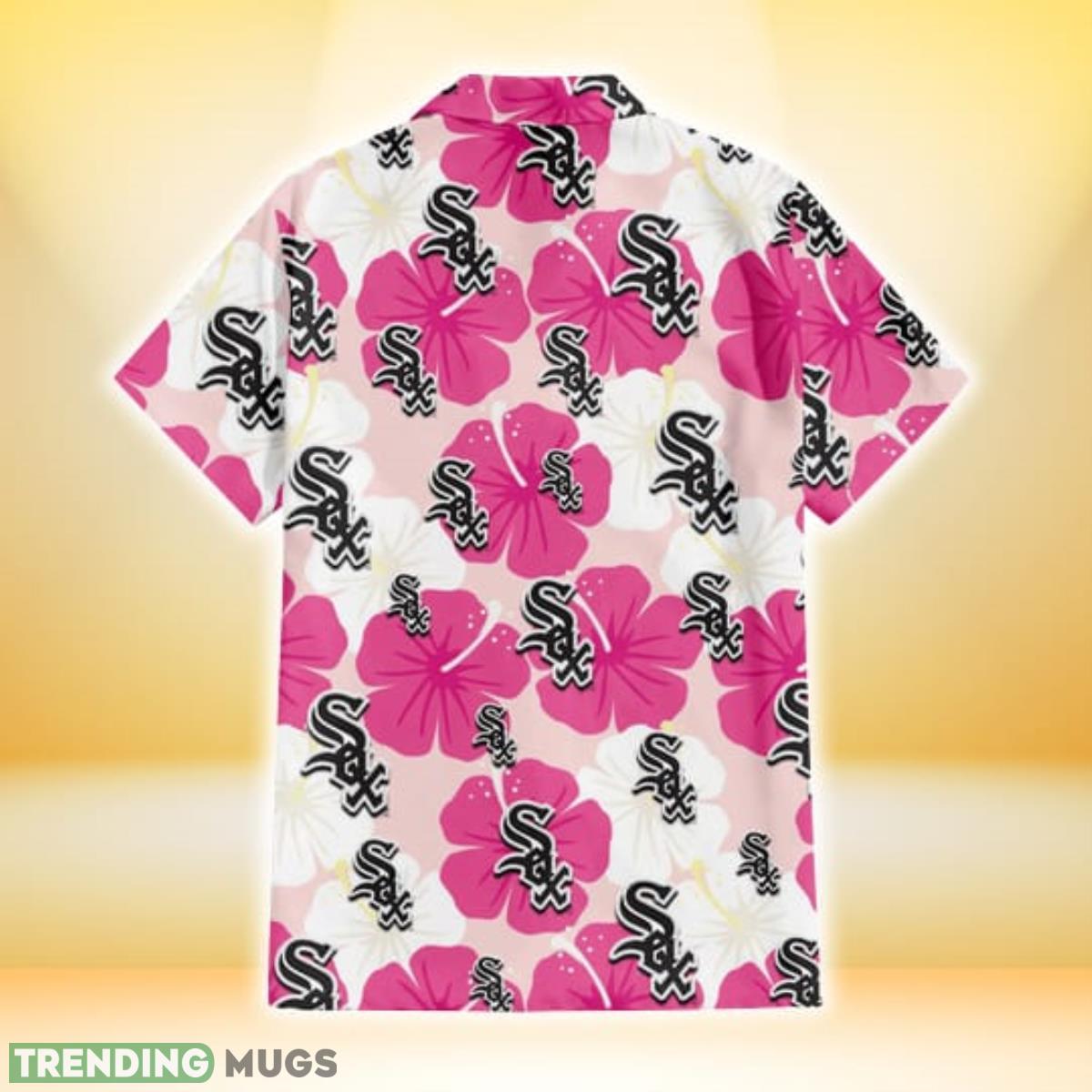 Chicago White Sox Pink White Hibiscus Misty Rose Background 3D Hawaiian Shirt Gift For Fans Hawaiian Shirt Chicago White Sox Pink White Hibiscus Misty Rose Background 3D Hawaiian Shirt Gift For Fans Hawaiian Shirt