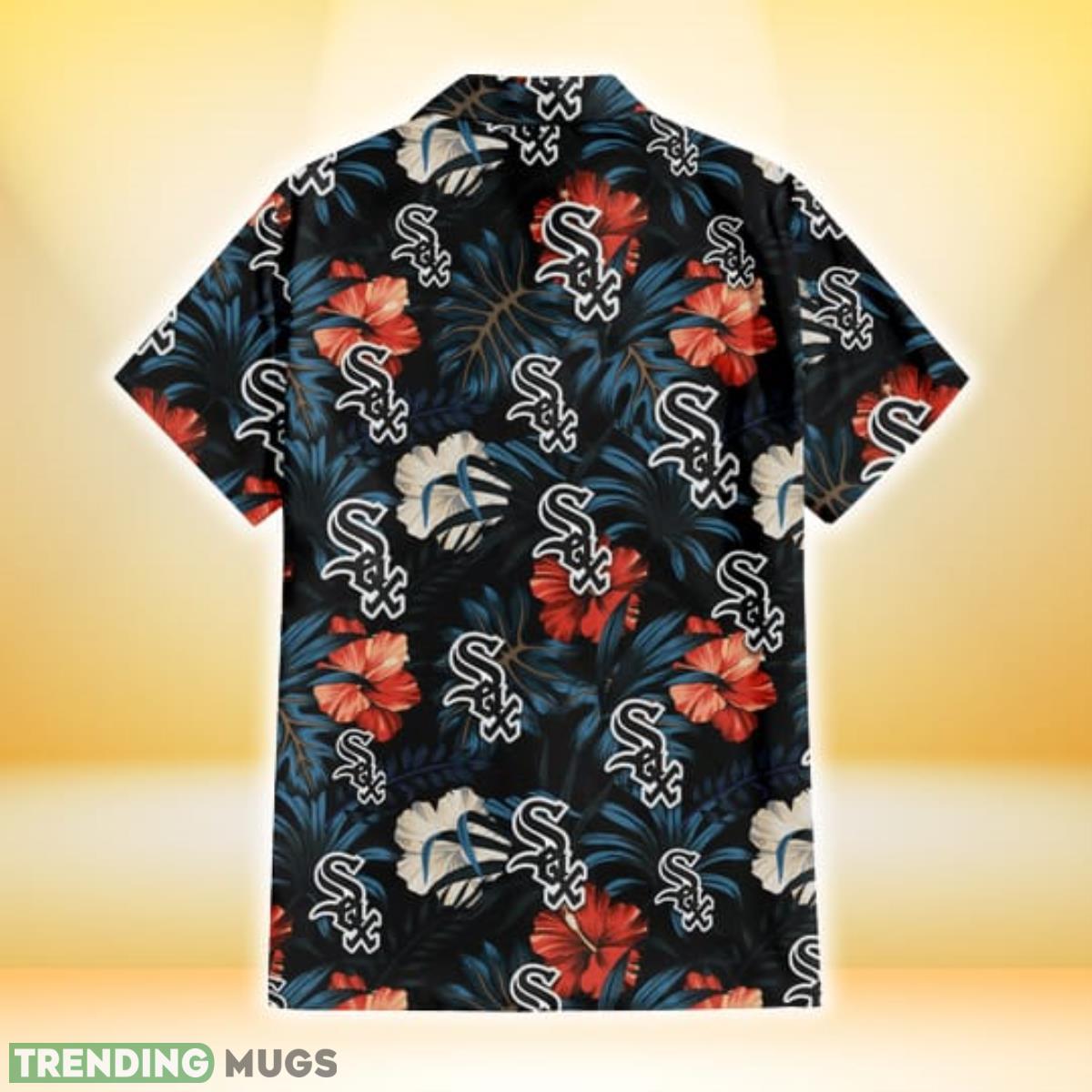 Chicago White Sox Red And White Hibiscus Dark Leaf Black Background 3D Hawaiian Shirt Gift For Fans Hawaiian Shirt Chicago White Sox Red And White Hibiscus Dark Leaf Black Background 3D Hawaiian Shirt Gift For Fans Hawaiian Shirt
