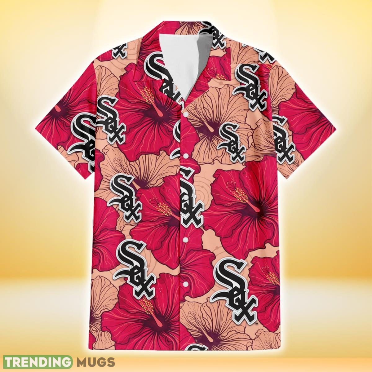 Chicago White Sox Red Beige Hibiscus Beige Background 3D Hawaiian Shirt Gift For Fans Hawaiian Shirt Chicago White Sox Red Beige Hibiscus Beige Background 3D Hawaiian Shirt Gift For Fans Hawaiian Shirt
