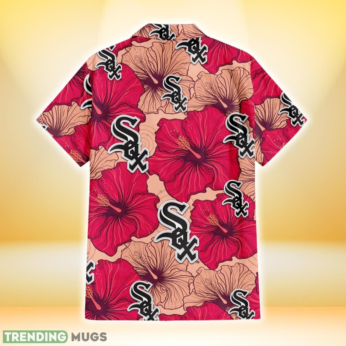 Chicago White Sox Red Beige Hibiscus Beige Background 3D Hawaiian Shirt Gift For Fans Hawaiian Shirt Chicago White Sox Red Beige Hibiscus Beige Background 3D Hawaiian Shirt Gift For Fans Hawaiian Shirt