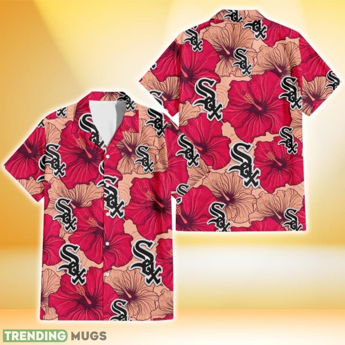 Chicago White Sox Red Beige Hibiscus Beige Background 3D Hawaiian Shirt Gift For Fans Product Photo 1 Chicago White Sox Red Beige Hibiscus Beige Background 3D Hawaiian Shirt Gift For Fans Product Photo 1