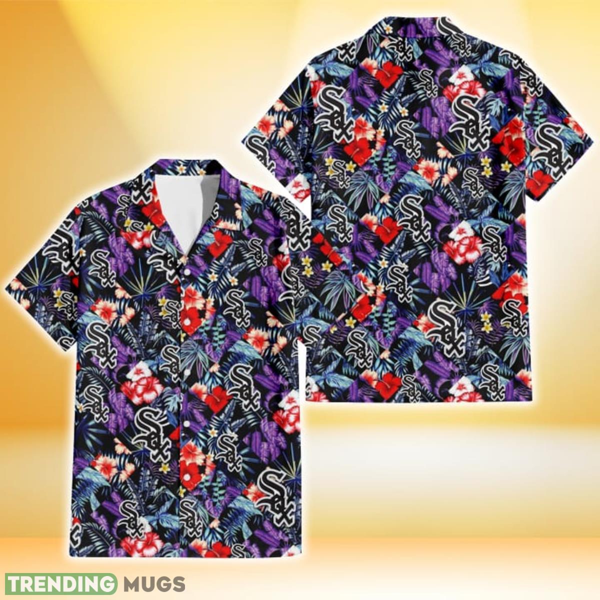 Chicago White Sox Red Hibiscus Caro Black Background 3D Hawaiian Shirt Gift For Fans Product Photo 1 Chicago White Sox Red Hibiscus Caro Black Background 3D Hawaiian Shirt Gift For Fans Product Photo 1