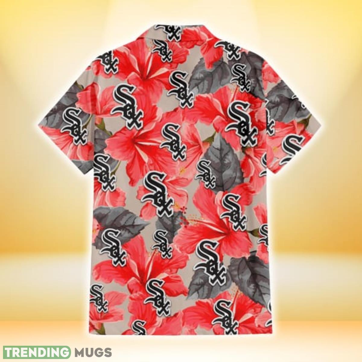 Chicago White Sox Red Hibiscus Gray Leaf Beige Background 3D Hawaiian Shirt Gift For Fans Hawaiian Shirt Chicago White Sox Red Hibiscus Gray Leaf Beige Background 3D Hawaiian Shirt Gift For Fans Hawaiian Shirt