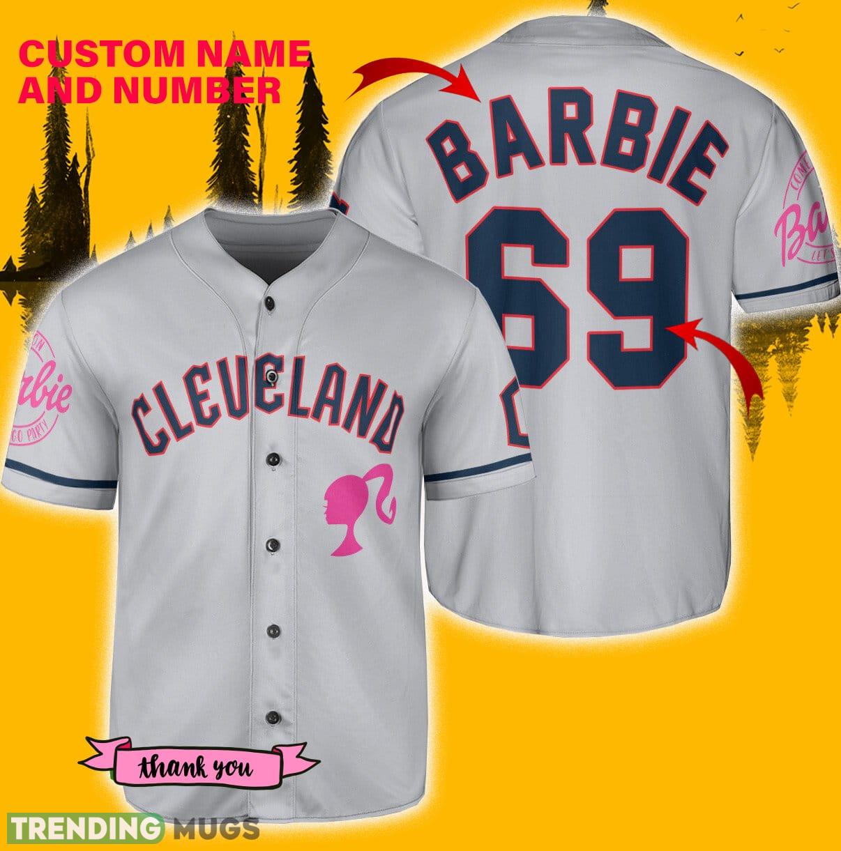 Cleveland Guardians Barbie Jersey Baseball Shirt Gray Custom Number And Name - Cleveland Guardians Barbie Baseball Jersey Gray_1