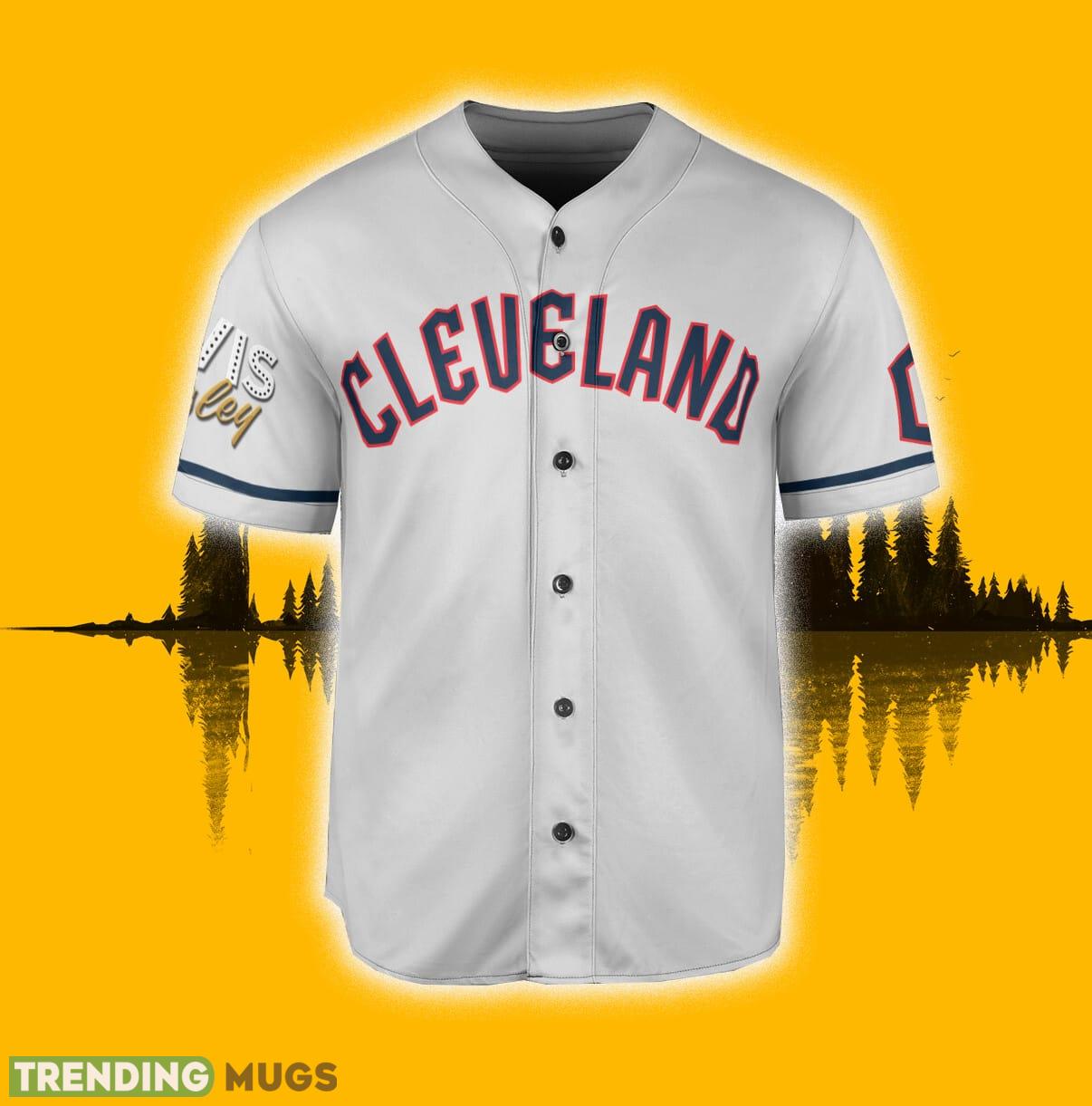 Cleveland Guardians Elvis Presley Gray Custom Number And Name Jersey Baseball Shirt Football Jersey Cleveland Guardians Elvis Presley Gray Custom Number And Name Jersey Baseball Shirt Football Jersey
