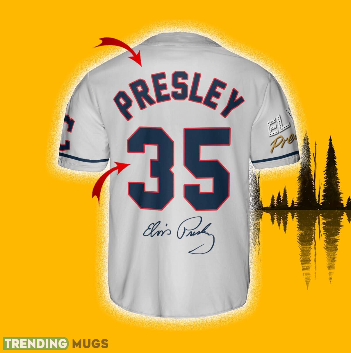 Cleveland Guardians Elvis Presley Gray Custom Number And Name Jersey Baseball Shirt Football Jersey Cleveland Guardians Elvis Presley Gray Custom Number And Name Jersey Baseball Shirt Football Jersey