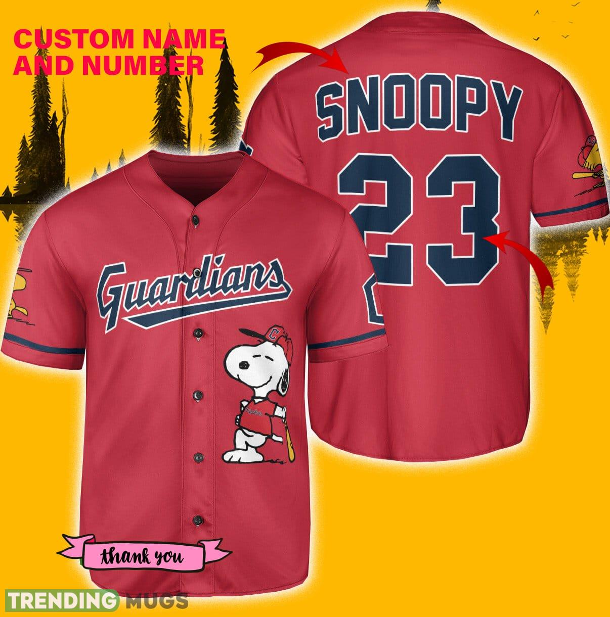 Cleveland Guardians Peanuts Snoopy Baseball Jersey Shirt Red Custom Number And Name - Cleveland Guardians Peanuts Snoopy Baseball Jersey Red_1 Cleveland Guardians Peanuts Snoopy Baseball Jersey Shirt Red Custom Number And Name - Cleveland Guardians Peanuts Snoopy Baseball Jersey Red_1