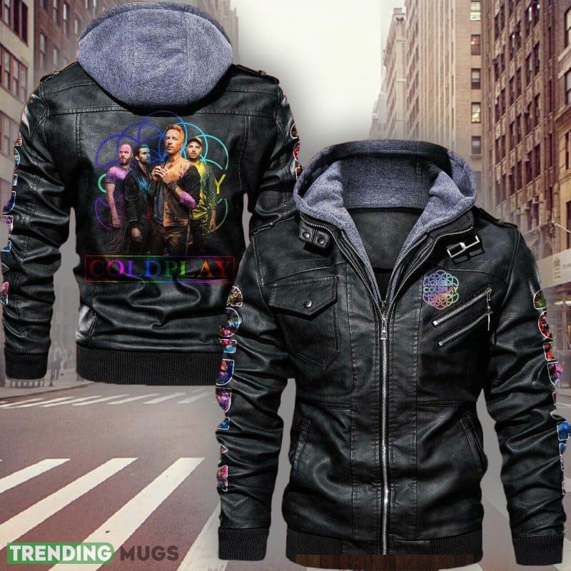 Coldplay Logo 5 Brown And Black Leather Jacket For Men And Women - Coldplay Leather Jacket_1 Coldplay Logo 5 Brown And Black Leather Jacket For Men And Women - Coldplay Leather Jacket_1