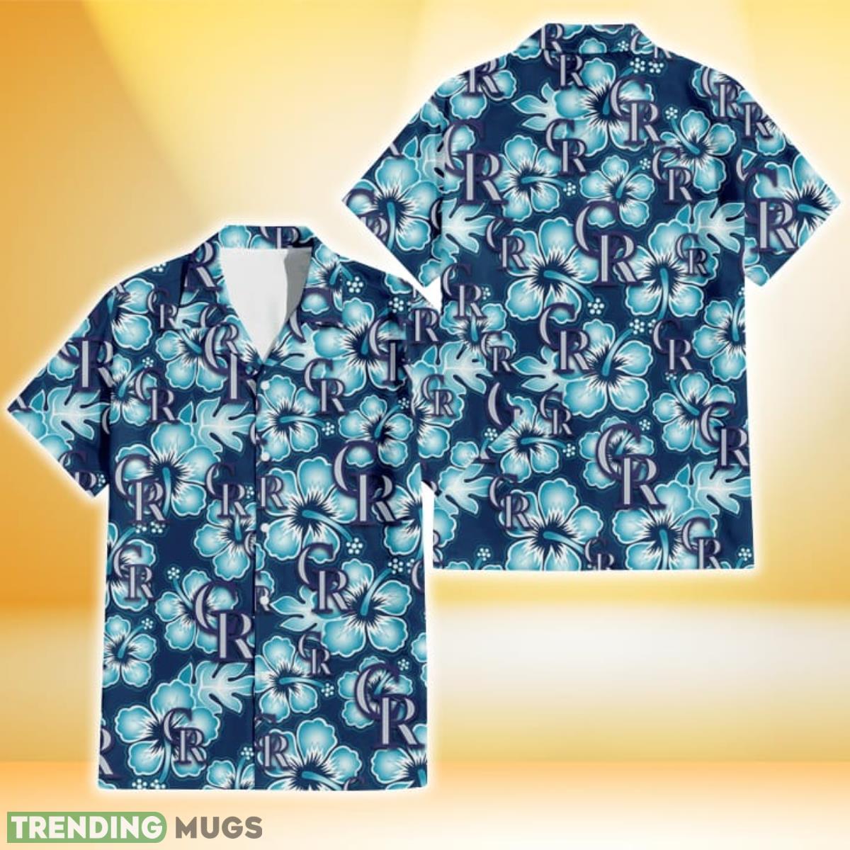 Colorado Rockies Dark Turquoise Hibiscus Navy Background 3D Hawaiian Shirt Gift For Fans Product Photo 1