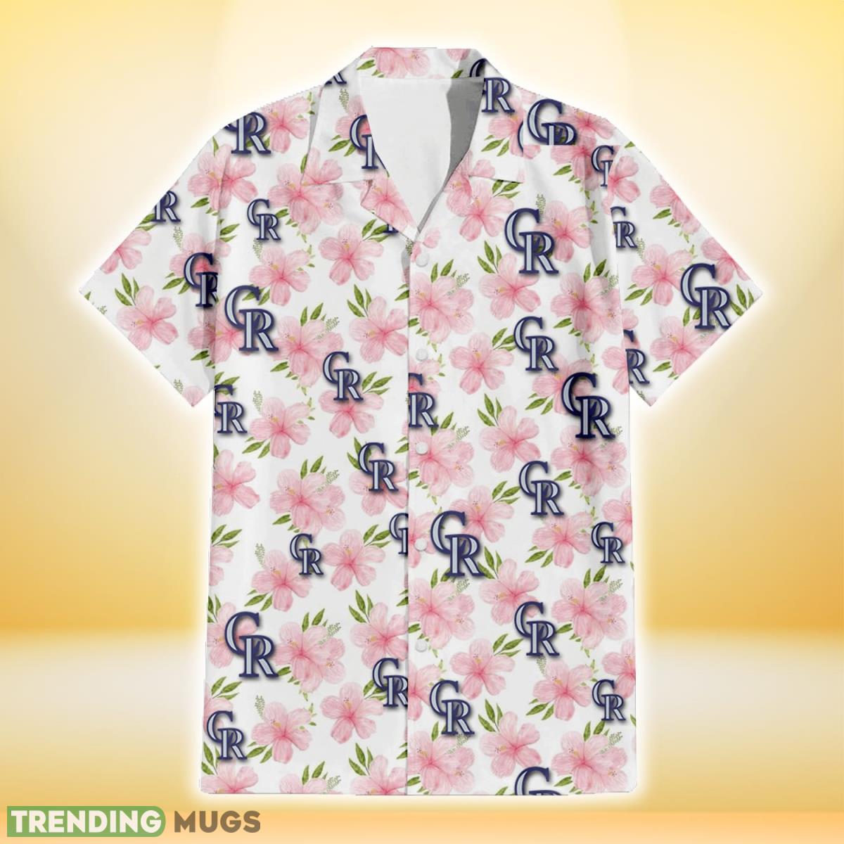 Colorado Rockies Light Pink Hibiscus White Background 3D Hawaiian Shirt Gift For Fans Hawaiian Shirt Colorado Rockies Light Pink Hibiscus White Background 3D Hawaiian Shirt Gift For Fans Hawaiian Shirt