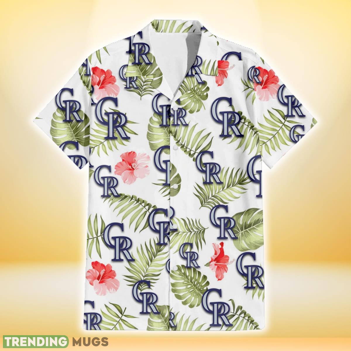Colorado Rockies Light Salmon Hibiscus Green Leaf White Background 3D Hawaiian Shirt Gift For Fans Hawaiian Shirt Colorado Rockies Light Salmon Hibiscus Green Leaf White Background 3D Hawaiian Shirt Gift For Fans Hawaiian Shirt