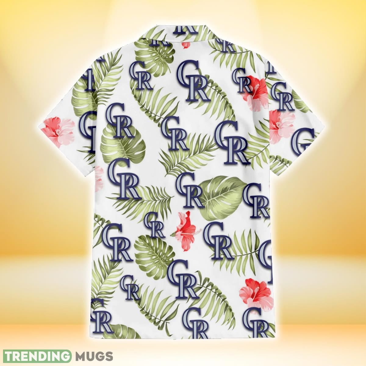 Colorado Rockies Light Salmon Hibiscus Green Leaf White Background 3D Hawaiian Shirt Gift For Fans Hawaiian Shirt Colorado Rockies Light Salmon Hibiscus Green Leaf White Background 3D Hawaiian Shirt Gift For Fans Hawaiian Shirt