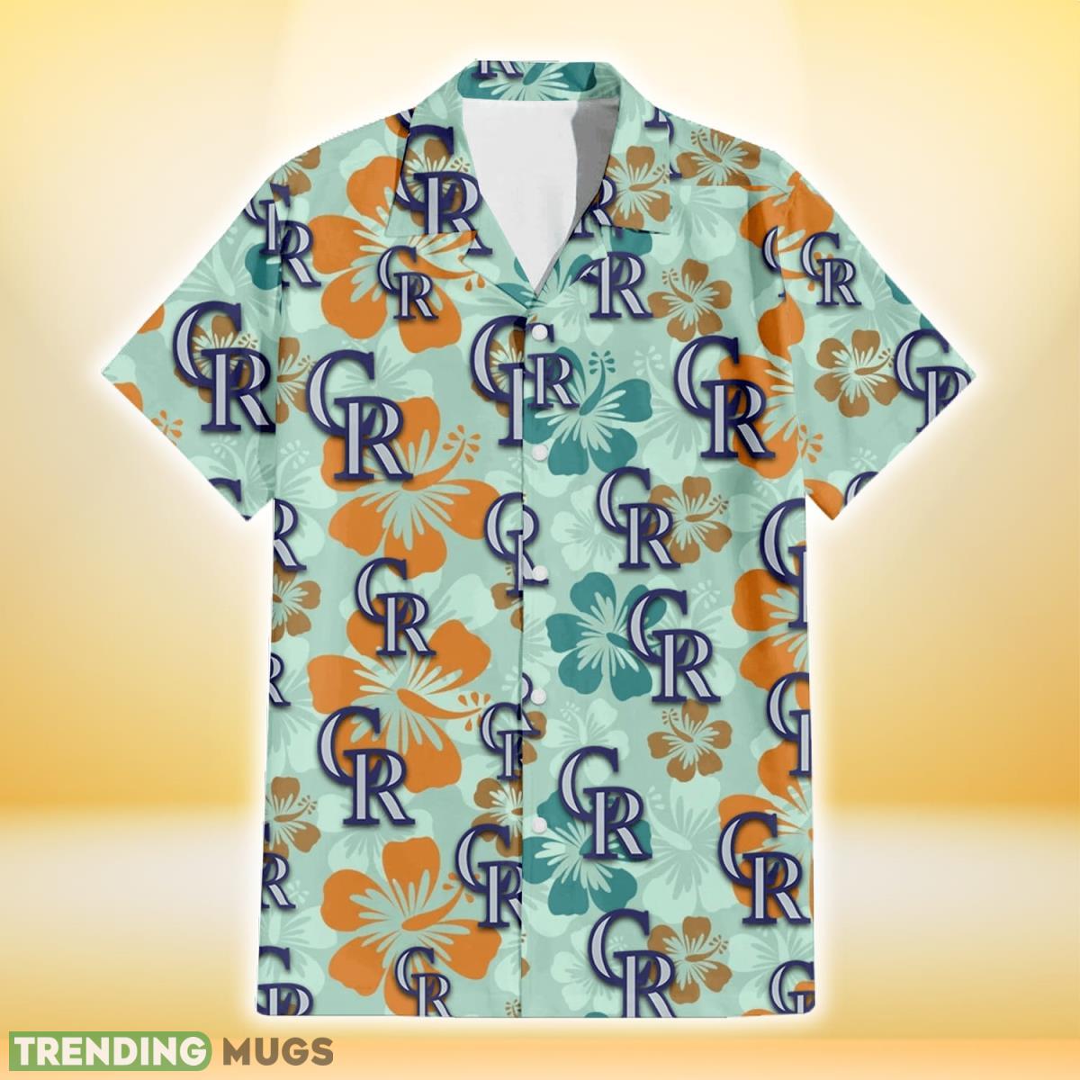 Colorado Rockies Orange Green Hibiscus Pale Green Background 3D Hawaiian Shirt Gift For Fans Hawaiian Shirt Colorado Rockies Orange Green Hibiscus Pale Green Background 3D Hawaiian Shirt Gift For Fans Hawaiian Shirt