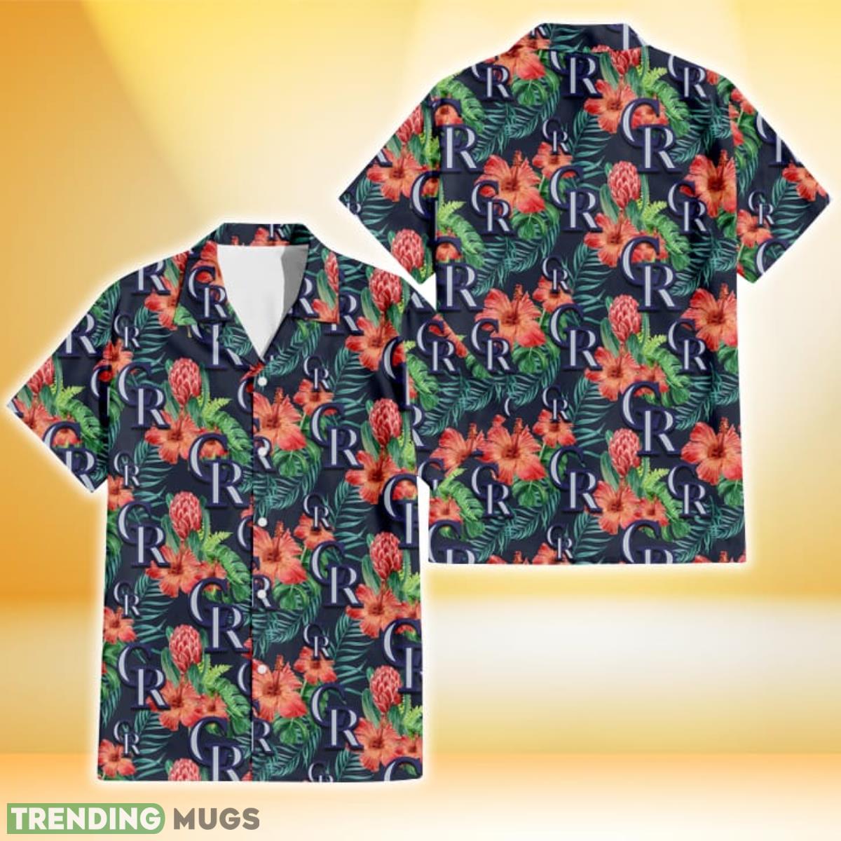 Colorado Rockies Orange Hibiscus Green Tropical Leaf Dark Background 3D Hawaiian Shirt Gift For Fans Product Photo 1 Colorado Rockies Orange Hibiscus Green Tropical Leaf Dark Background 3D Hawaiian Shirt Gift For Fans Product Photo 1