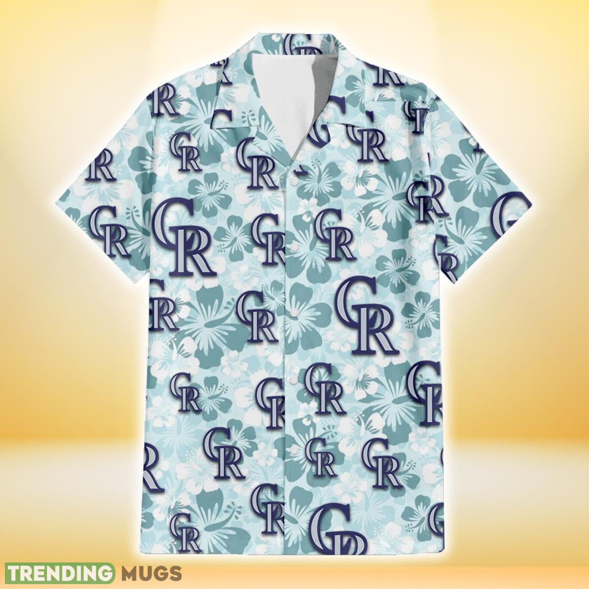 Colorado Rockies Pale Turquoise Hibiscus Light Cyan Background 3D Hawaiian Shirt Gift For Fans Hawaiian Shirt Colorado Rockies Pale Turquoise Hibiscus Light Cyan Background 3D Hawaiian Shirt Gift For Fans Hawaiian Shirt