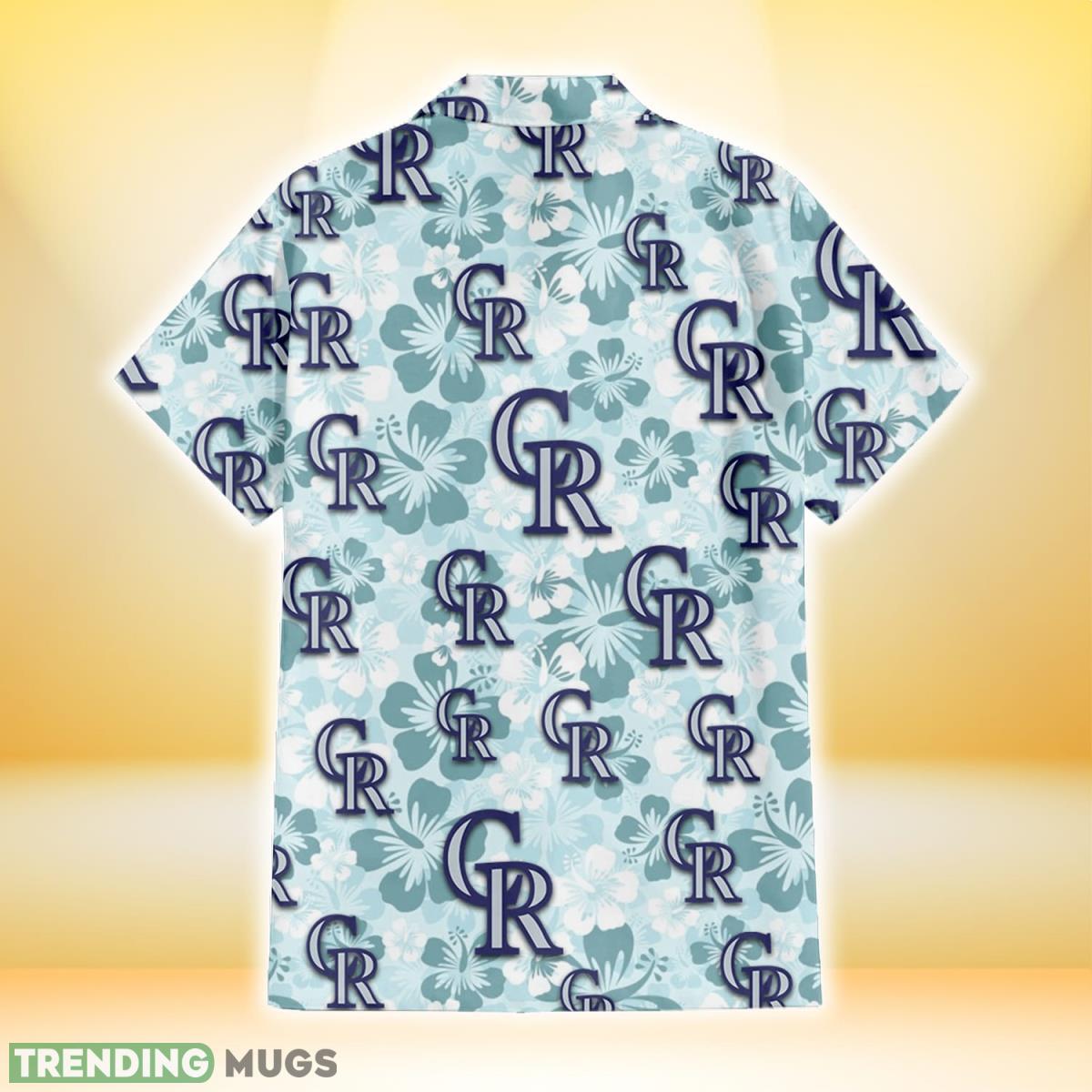 Colorado Rockies Pale Turquoise Hibiscus Light Cyan Background 3D Hawaiian Shirt Gift For Fans Hawaiian Shirt Colorado Rockies Pale Turquoise Hibiscus Light Cyan Background 3D Hawaiian Shirt Gift For Fans Hawaiian Shirt