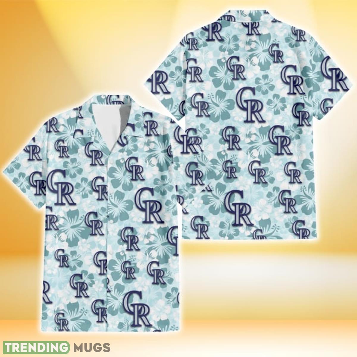 Colorado Rockies Pale Turquoise Hibiscus Light Cyan Background 3D Hawaiian Shirt Gift For Fans Product Photo 1 Colorado Rockies Pale Turquoise Hibiscus Light Cyan Background 3D Hawaiian Shirt Gift For Fans Product Photo 1