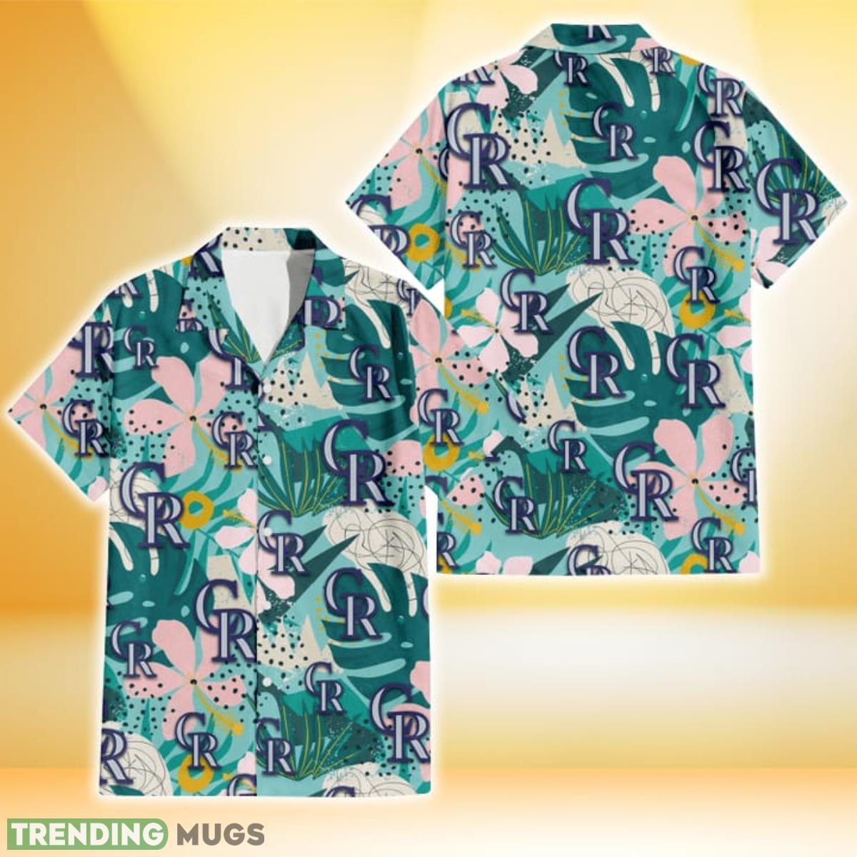 Colorado Rockies Pastel Hibiscus Palm Leaf Tiny Dot Green Background 3D Hawaiian Shirt Gift For Fans Product Photo 1 Colorado Rockies Pastel Hibiscus Palm Leaf Tiny Dot Green Background 3D Hawaiian Shirt Gift For Fans Product Photo 1