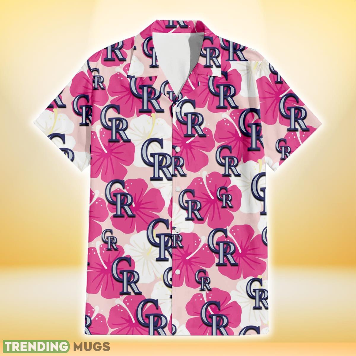 Colorado Rockies Pink White Hibiscus Misty Rose Background 3D Hawaiian Shirt Gift For Fans Hawaiian Shirt Colorado Rockies Pink White Hibiscus Misty Rose Background 3D Hawaiian Shirt Gift For Fans Hawaiian Shirt