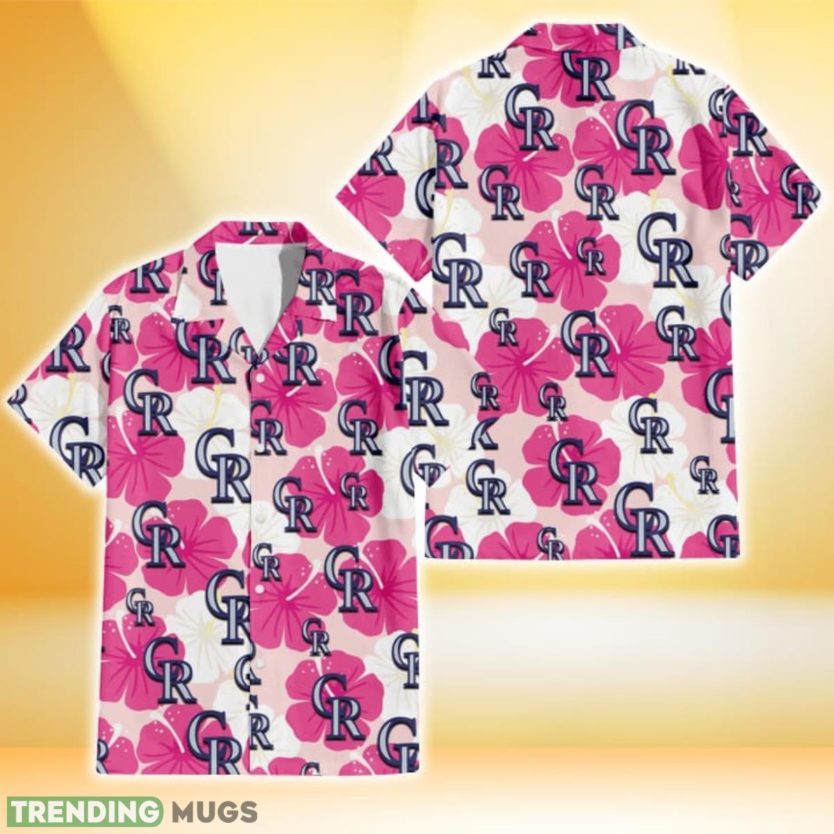 Colorado Rockies Pink White Hibiscus Misty Rose Background 3D Hawaiian Shirt Gift For Fans Product Photo 1 Colorado Rockies Pink White Hibiscus Misty Rose Background 3D Hawaiian Shirt Gift For Fans Product Photo 1