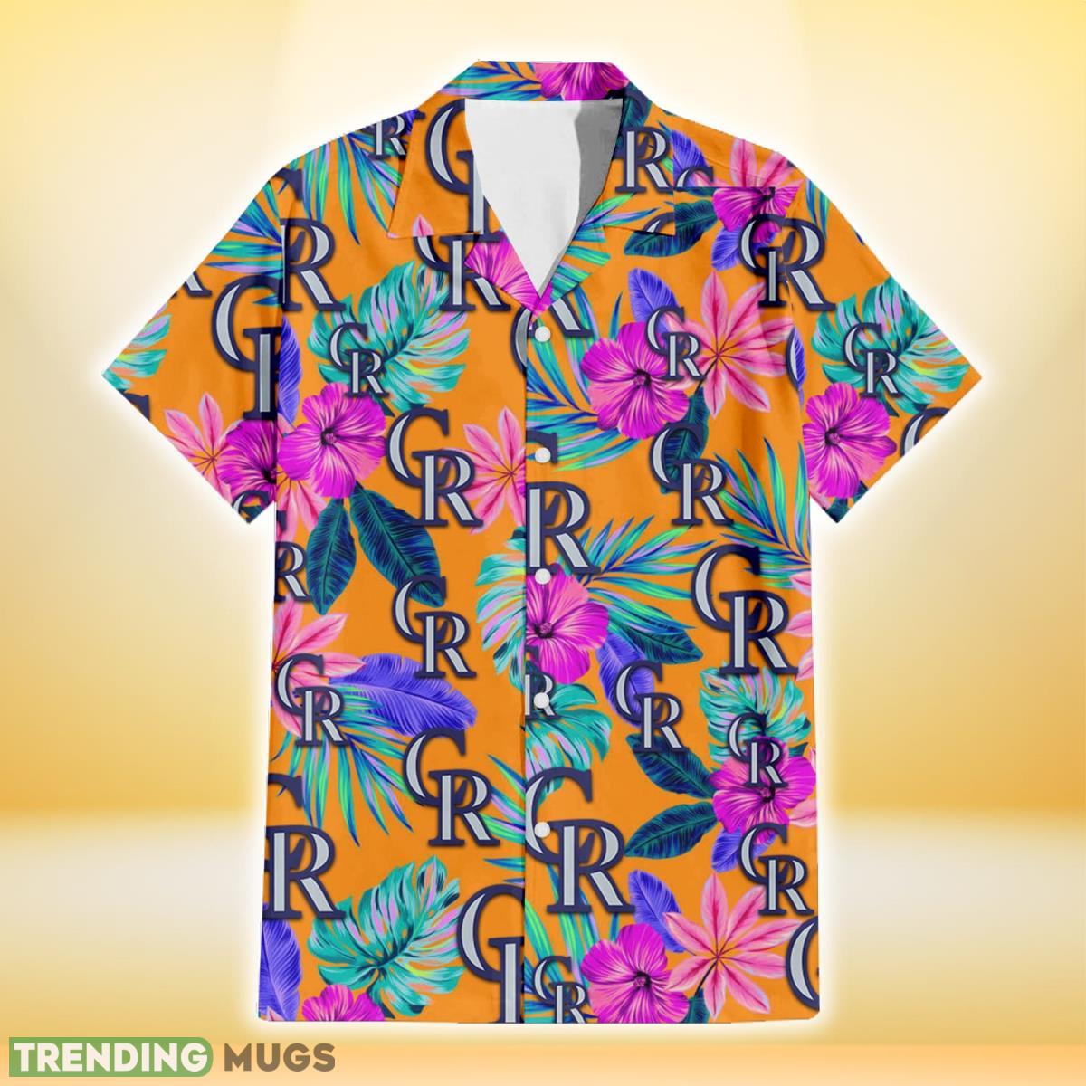 Colorado Rockies Purple Hibiscus Neon Leaf Orange Background 3D Hawaiian Shirt Gift For Fans Hawaiian Shirt Colorado Rockies Purple Hibiscus Neon Leaf Orange Background 3D Hawaiian Shirt Gift For Fans Hawaiian Shirt