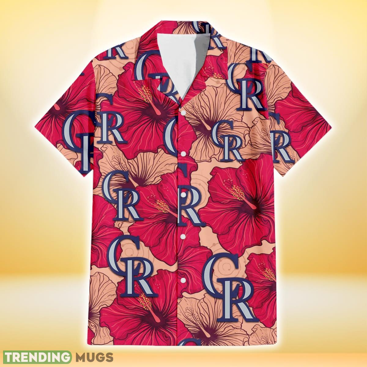 Colorado Rockies Red Beige Hibiscus Beige Background 3D Hawaiian Shirt Gift For Fans Hawaiian Shirt Colorado Rockies Red Beige Hibiscus Beige Background 3D Hawaiian Shirt Gift For Fans Hawaiian Shirt