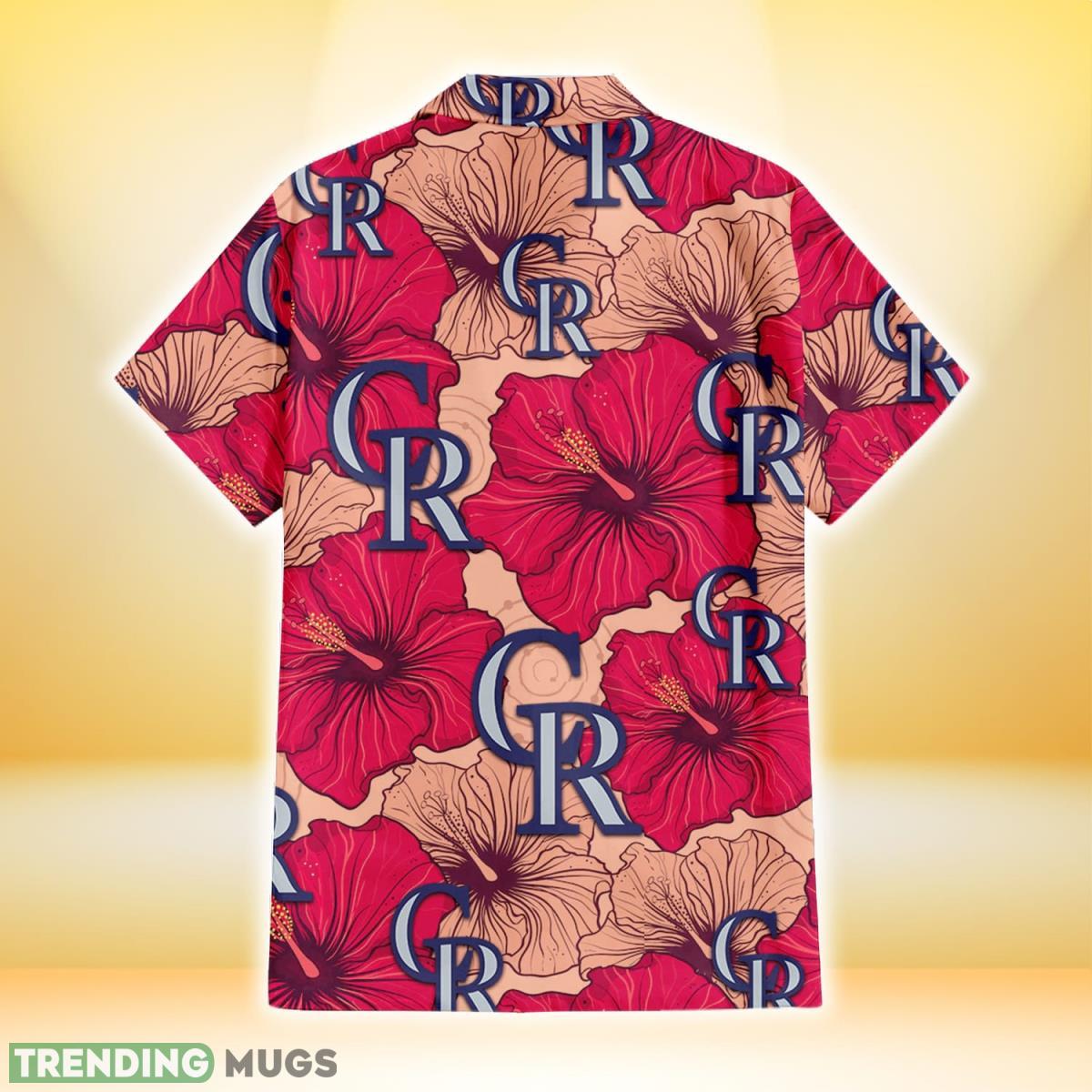 Colorado Rockies Red Beige Hibiscus Beige Background 3D Hawaiian Shirt Gift For Fans Hawaiian Shirt Colorado Rockies Red Beige Hibiscus Beige Background 3D Hawaiian Shirt Gift For Fans Hawaiian Shirt