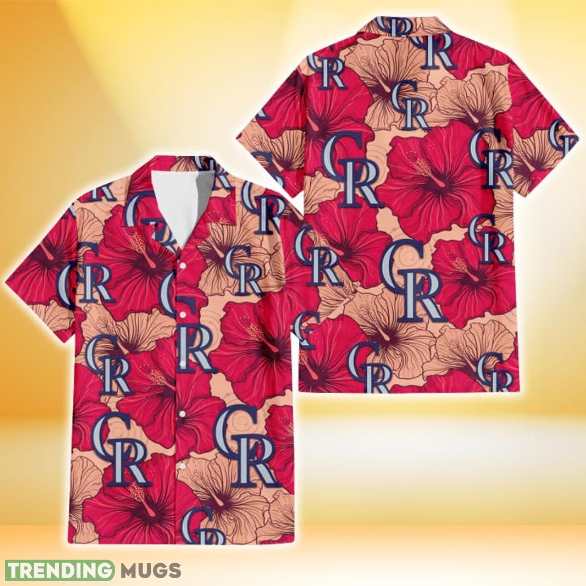Colorado Rockies Red Beige Hibiscus Beige Background 3D Hawaiian Shirt Gift For Fans Product Photo 1 Colorado Rockies Red Beige Hibiscus Beige Background 3D Hawaiian Shirt Gift For Fans Product Photo 1