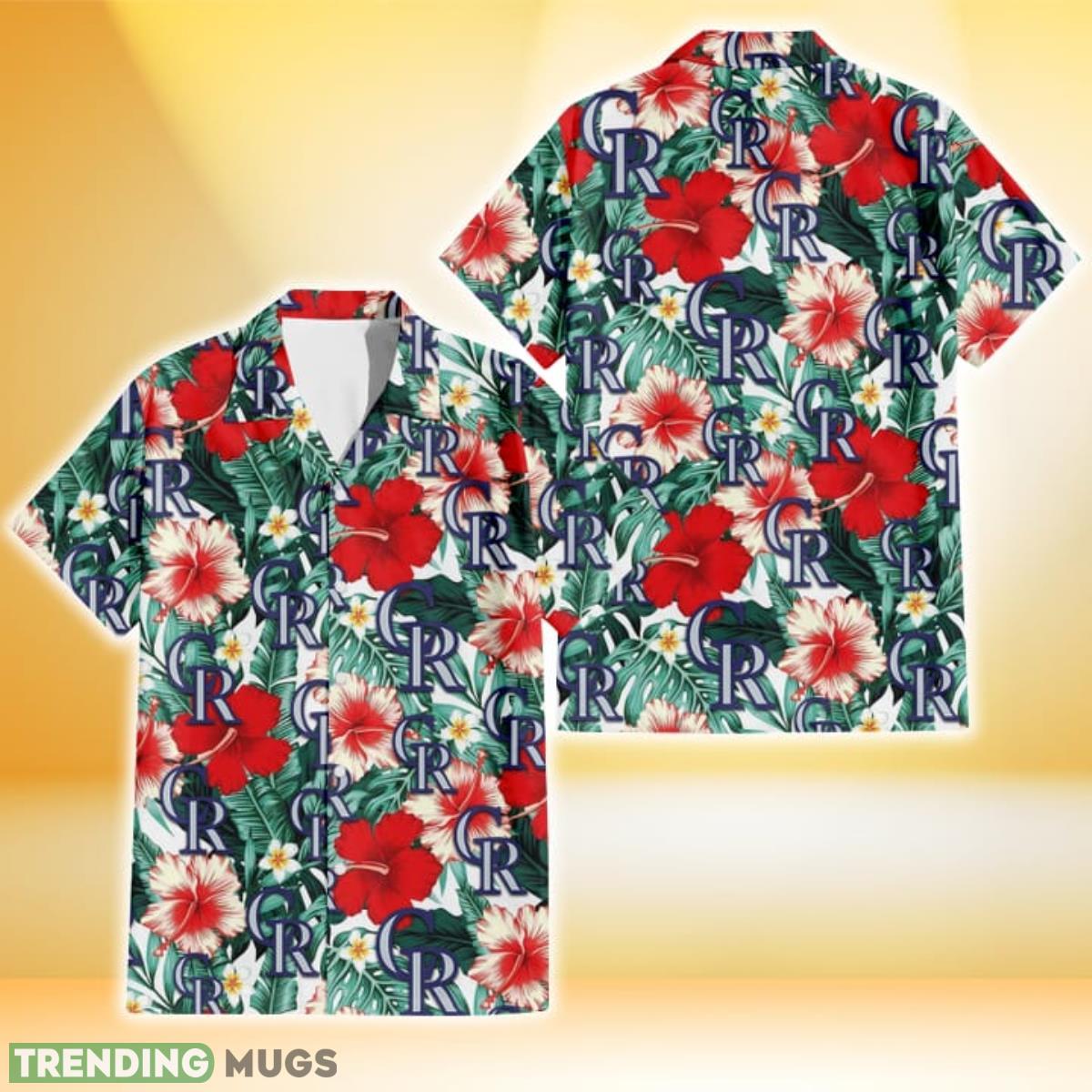 Colorado Rockies Red Coral Hibiscus White Porcelain Flower Banana Leaf 3D Hawaiian Shirt Gift For Fans Product Photo 1 Colorado Rockies Red Coral Hibiscus White Porcelain Flower Banana Leaf 3D Hawaiian Shirt Gift For Fans Product Photo 1