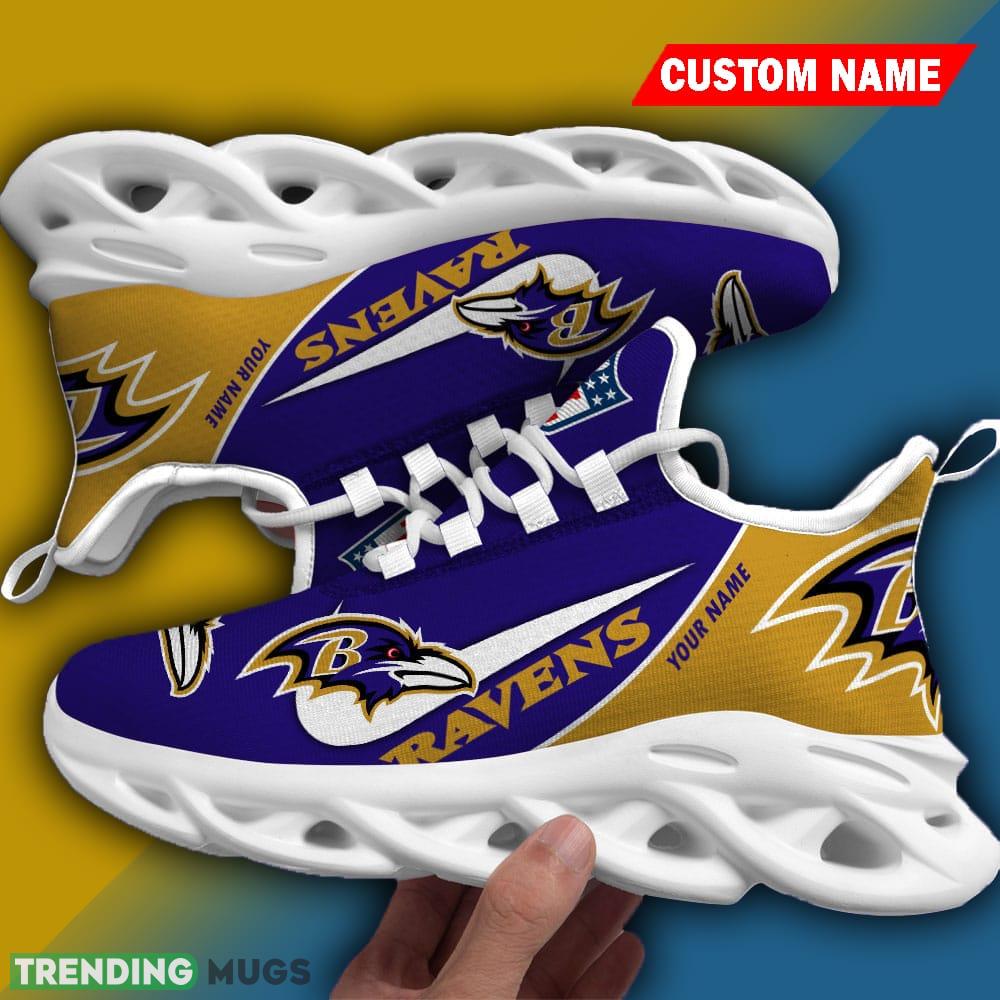 Custom Name Baltimore Ravens Chunky Sneakers Luxury NFL Max Soul Shoes Gift For Fans Max Soul Custom Name Baltimore Ravens Chunky Sneakers Luxury NFL Max Soul Shoes Gift For Fans Max Soul