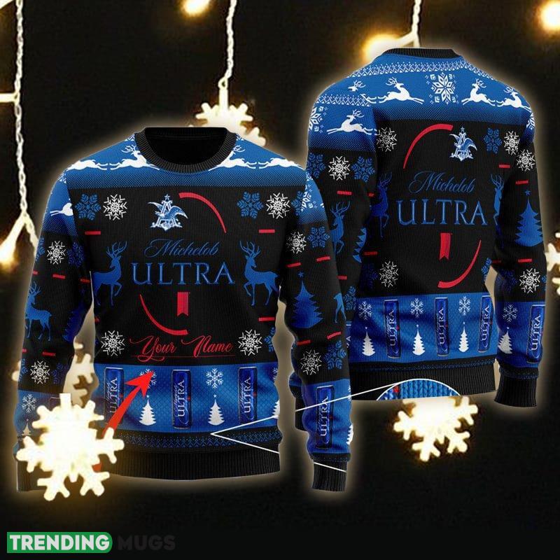 Custom Name Black Michelob ULTRA Ugly Christmas Sweater Gift For Men Women - Personalized Black Michelob ULTRA Ugly Christmas Sweater Gift Men Women Custom Name Black Michelob ULTRA Ugly Christmas Sweater Gift For Men Women - Personalized Black Michelob ULTRA Ugly Christmas Sweater Gift Men Women