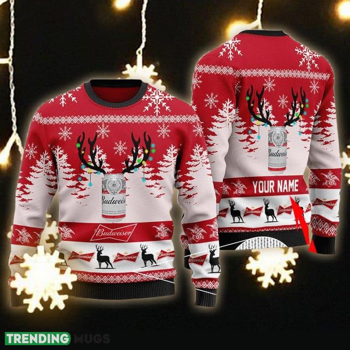 Custom Name Budweiser Ugly Christmas Sweater Gift For Men Women - Personalized Budweiser Ugly Christmas Sweater Gift Men Women Custom Name Budweiser Ugly Christmas Sweater Gift For Men Women - Personalized Budweiser Ugly Christmas Sweater Gift Men Women