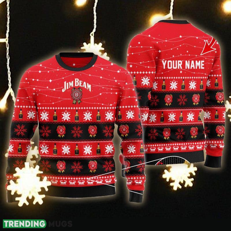 Custom Name Christmas Twinkle Lights Jim Beam Ugly Christmas Sweater - Personalized Christmas Twinkle Lights Jim Beam Ugly Christmas Sweater Custom Name Christmas Twinkle Lights Jim Beam Ugly Christmas Sweater - Personalized Christmas Twinkle Lights Jim Beam Ugly Christmas Sweater