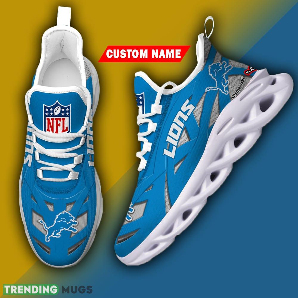 Custom Name Detroit Lions NFL Striped Max Soul Shoes Gift For Men Women Max Soul Custom Name Detroit Lions NFL Striped Max Soul Shoes Gift For Men Women Max Soul