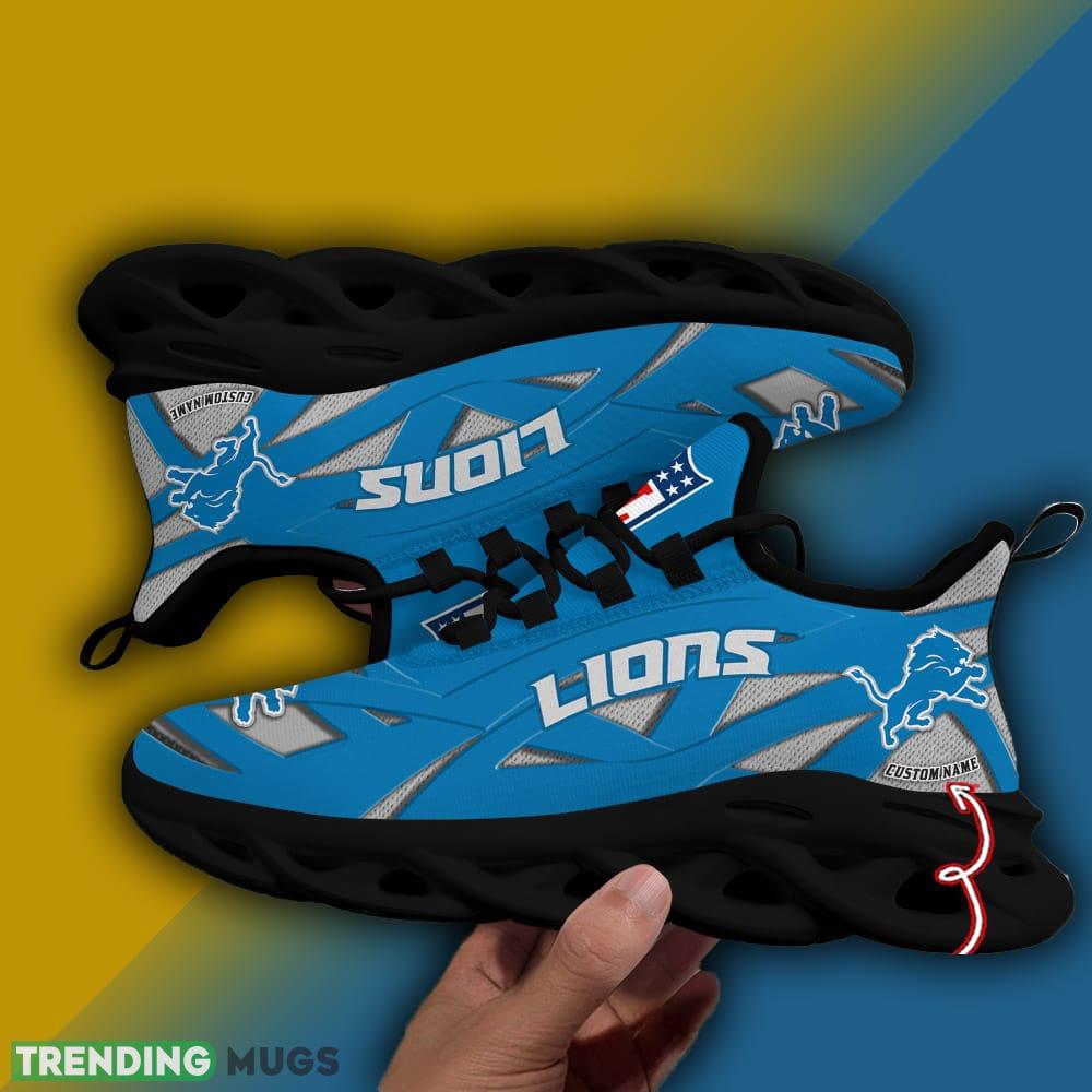Custom Name Detroit Lions NFL Striped Max Soul Shoes Gift For Men Women Max Soul Custom Name Detroit Lions NFL Striped Max Soul Shoes Gift For Men Women Max Soul