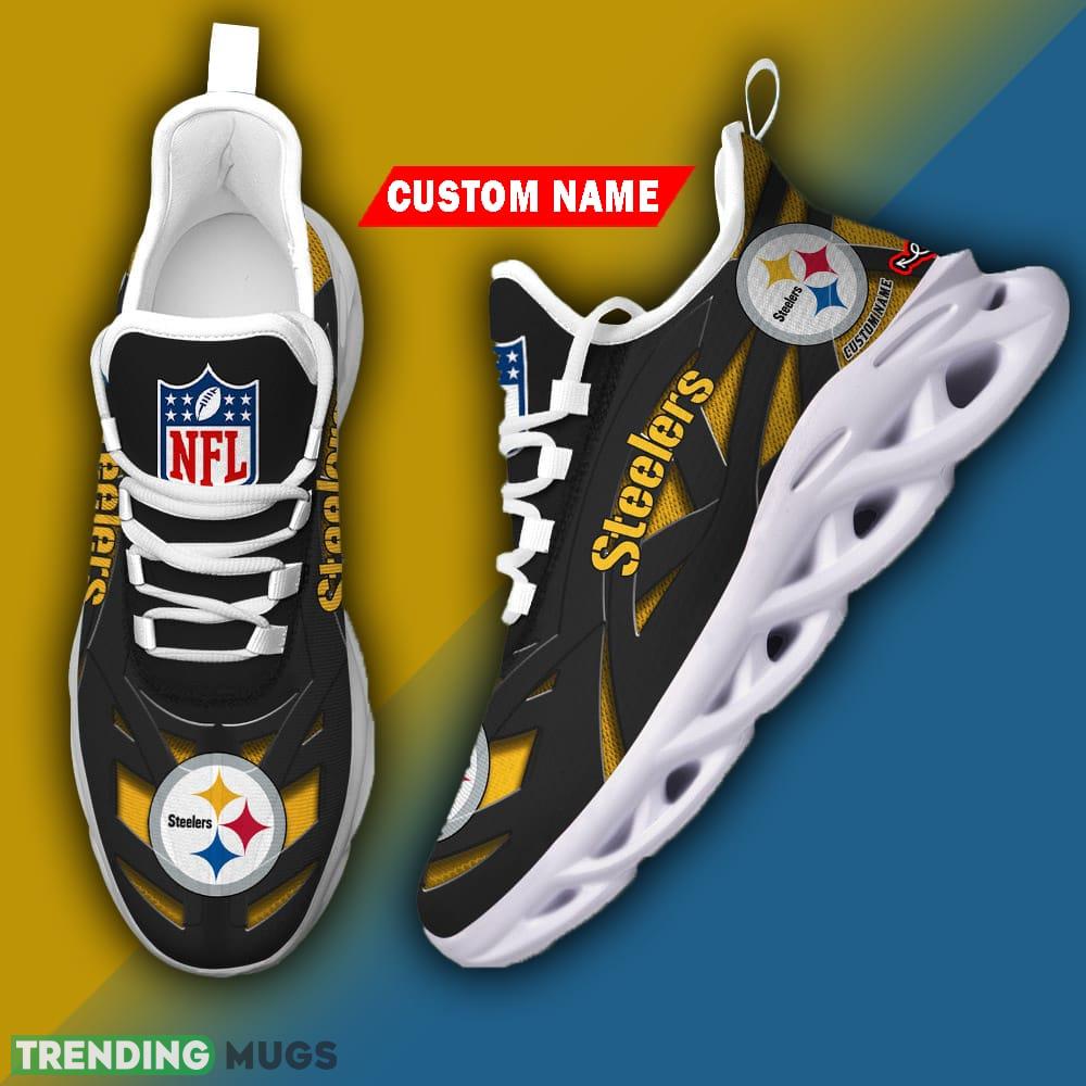 Custom Name Pittsburgh Steelers NFL Striped Max Soul Shoes Gift For Men Women Max Soul Custom Name Pittsburgh Steelers NFL Striped Max Soul Shoes Gift For Men Women Max Soul