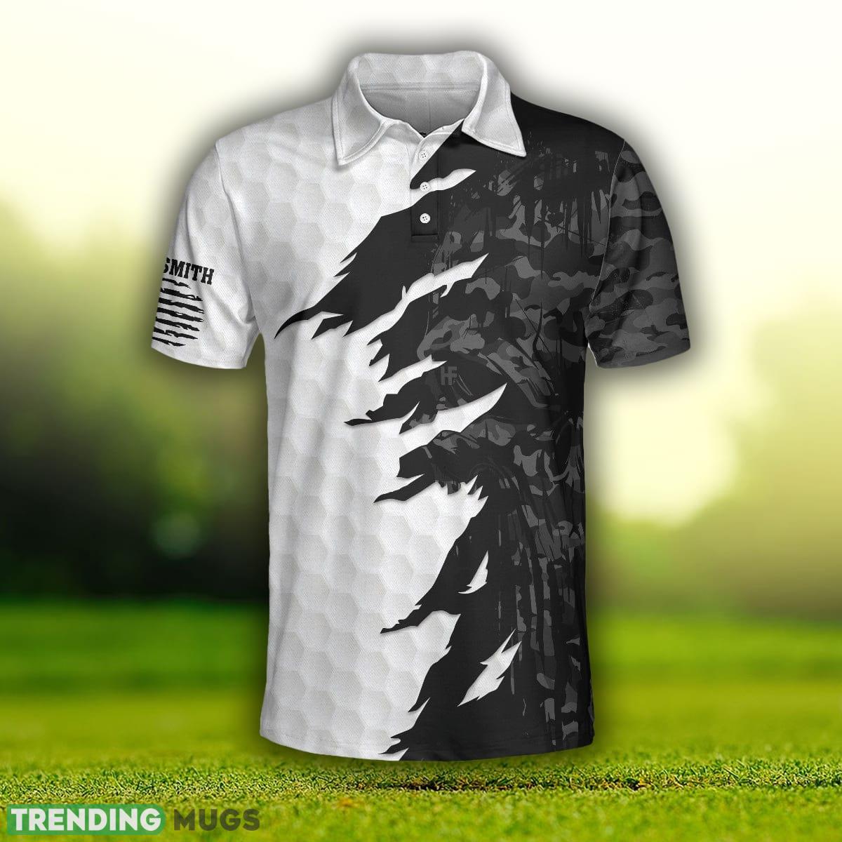 Custom Name Swing Swear Drink Repeat Ripped Camouflage Skull Golf, Black And White Golf Shirt Polo Shirt Polo Shirt Custom Name Swing Swear Drink Repeat Ripped Camouflage Skull Golf, Black And White Golf Shirt Polo Shirt Polo Shirt
