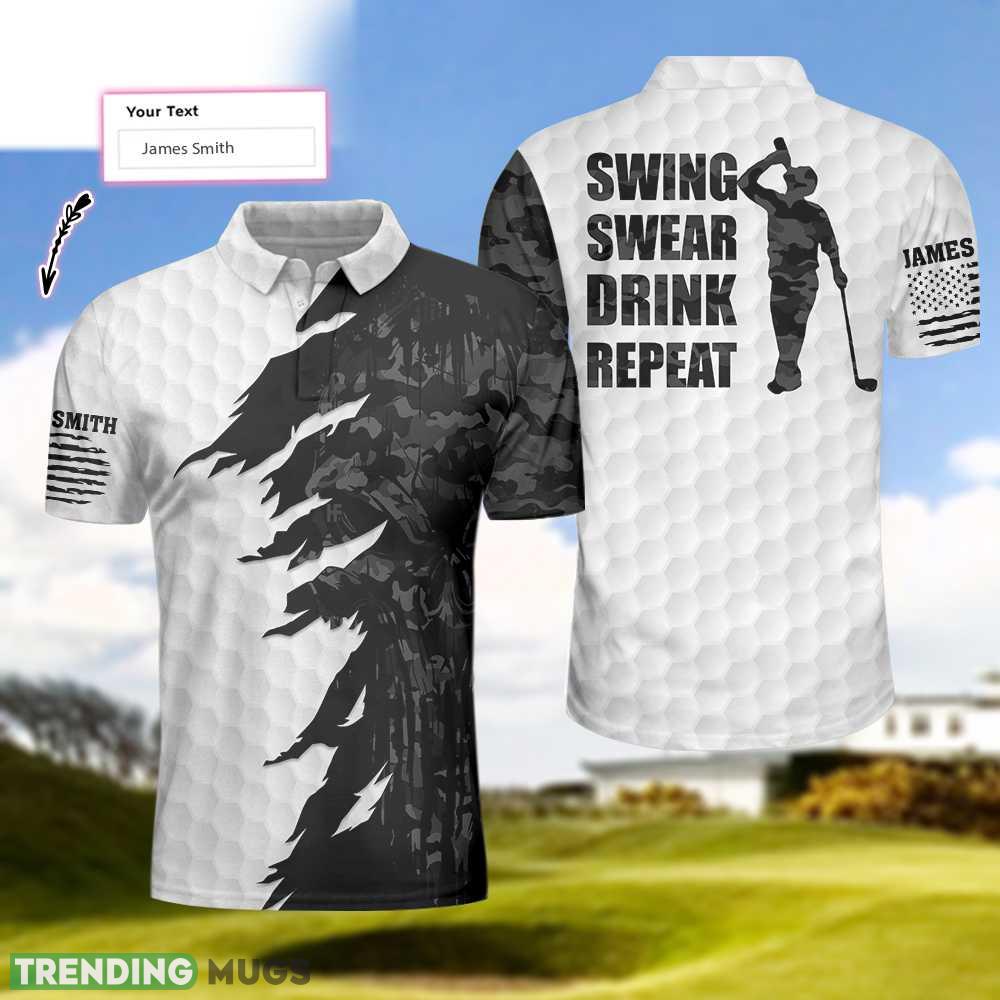 Custom Name Swing Swear Drink Repeat Ripped Camouflage Skull Golf, Black And White Golf Shirt Polo Shirt - Swing Swear Drink Repeat Ripped Camouflage Skull Golf Custom Polo Shirt, Personalized Black And White Golf Shirt For Men_1 Custom Name Swing Swear Drink Repeat Ripped Camouflage Skull Golf, Black And White Golf Shirt Polo Shirt - Swing Swear Drink Repeat Ripped Camouflage Skull Golf Custom Polo Shirt, Personalized Black And White Golf Shirt For Men_1
