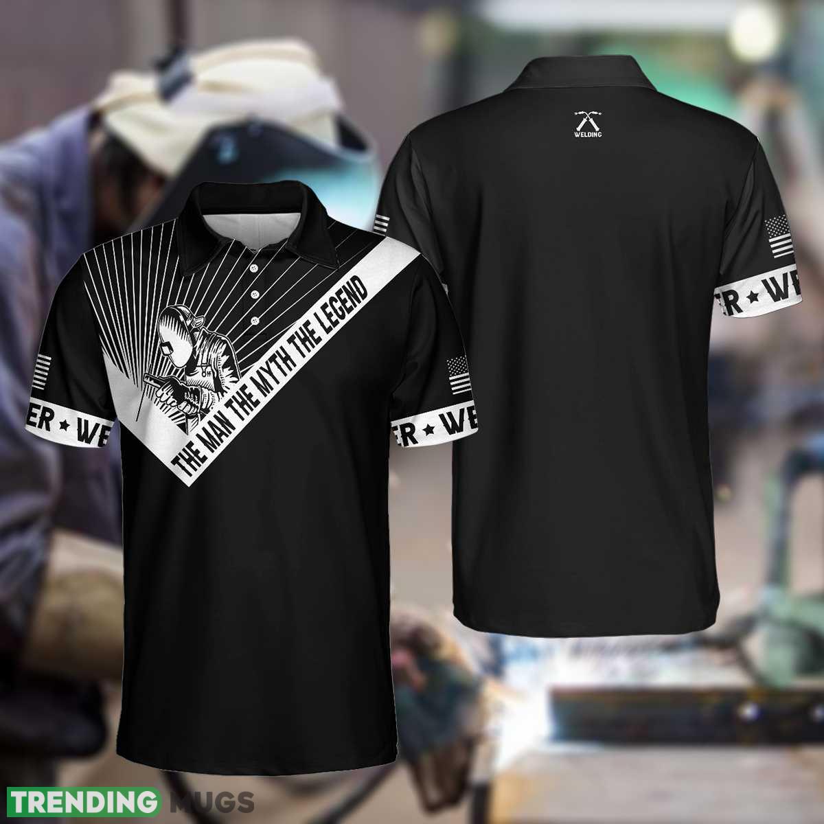 Custom Name Welder The Man The Myth The Legend, Black And White American Flag Welder Shirt Polo Shirt - Welder The Man The Myth The Legend Polo Shirt, Personalized Black And White American Flag Welder Shirt For Men_1 Custom Name Welder The Man The Myth The Legend, Black And White American Flag Welder Shirt Polo Shirt - Welder The Man The Myth The Legend Polo Shirt, Personalized Black And White American Flag Welder Shirt For Men_1