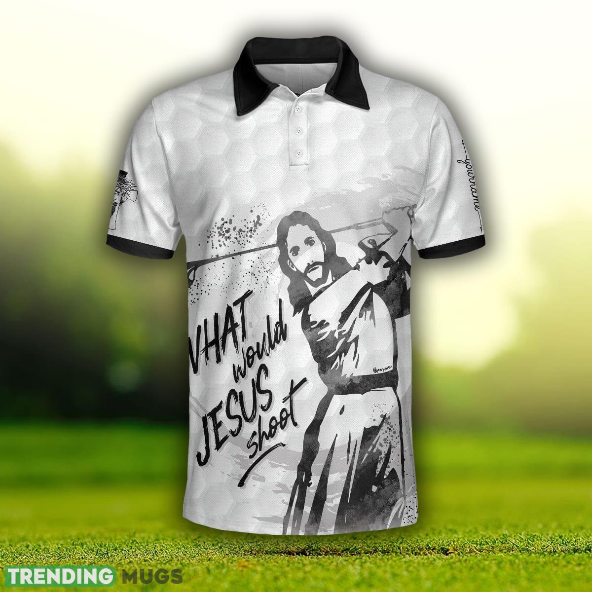 Custom Name What Would Jesus Shoot Black And White, Golf Shirt Polo Shirt For Men And Women Polo Shirt Custom Name What Would Jesus Shoot Black And White, Golf Shirt Polo Shirt For Men And Women Polo Shirt