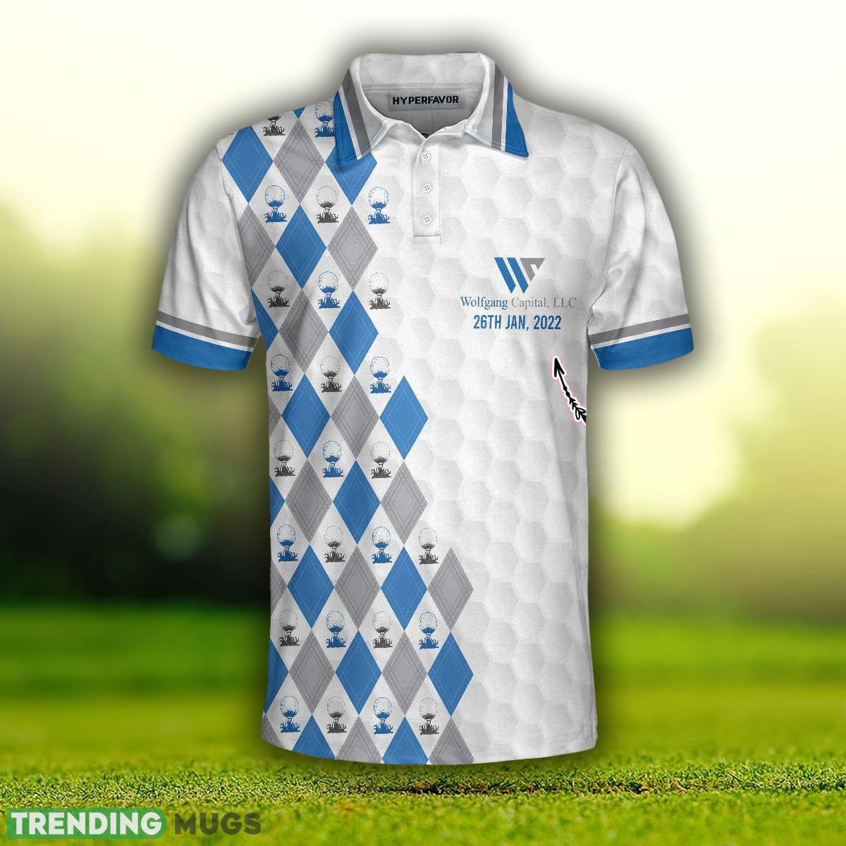 Custom Name Wolfgang Capital Argyle Pattern With Golf Ball On Tee Polo Shirt For Men And Women Polo Shirt Custom Name Wolfgang Capital Argyle Pattern With Golf Ball On Tee Polo Shirt For Men And Women Polo Shirt