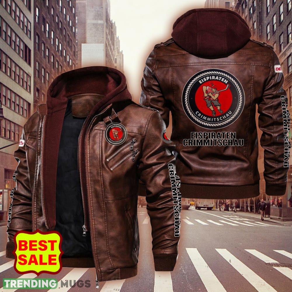 DEL2 ETC Crimmitschau Big Logo Brown And Black Leather Jacket Men Women 2D Leather Jacket DEL2 ETC Crimmitschau Big Logo Brown And Black Leather Jacket Men Women 2D Leather Jacket