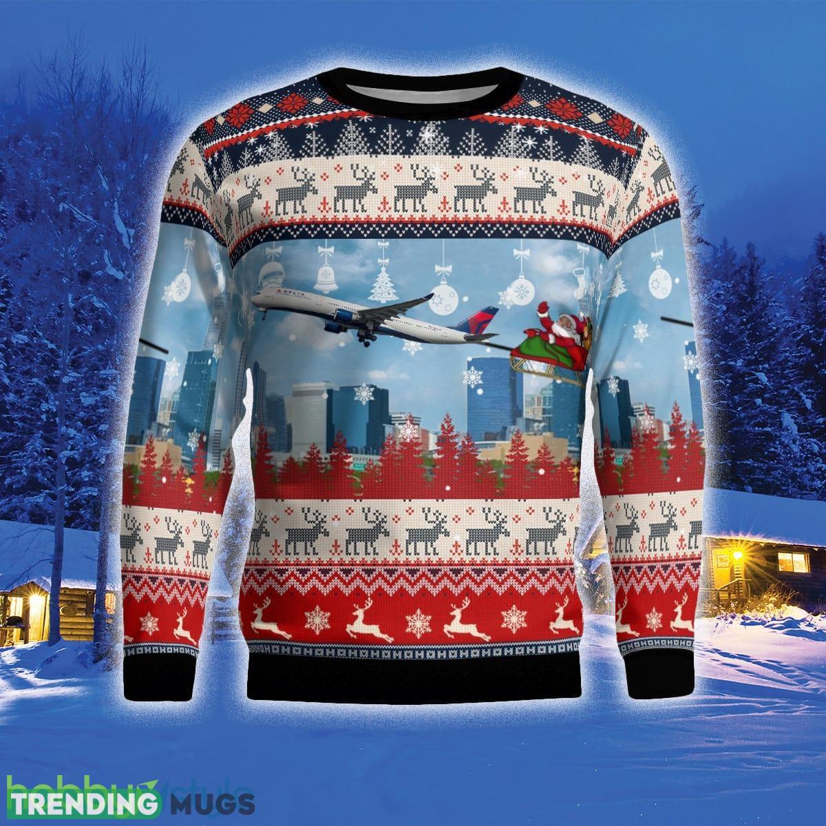 Delta Air Lines A330 300 With Santa Over Charlotte 3D Sweater For Men And Women Gift For Christmas 3D Sweater Delta Air Lines A330 300 With Santa Over Charlotte 3D Sweater For Men And Women Gift For Christmas 3D Sweater