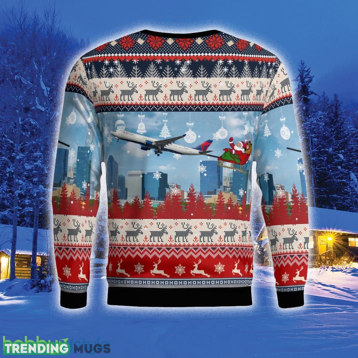 Delta Air Lines A330 300 With Santa Over Charlotte 3D Sweater For Men And Women Gift For Christmas 3D Sweater Delta Air Lines A330 300 With Santa Over Charlotte 3D Sweater For Men And Women Gift For Christmas 3D Sweater